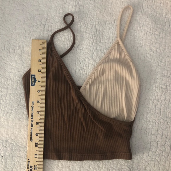 Women’s Two-Tone Brown Cropped Tank Top - Picture 3 of 7